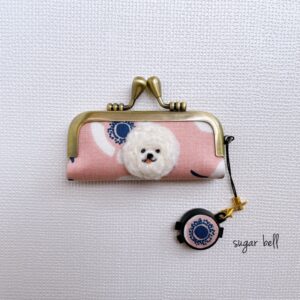 羊毛フェルトのビションフリーゼのがま口 印鑑ケース