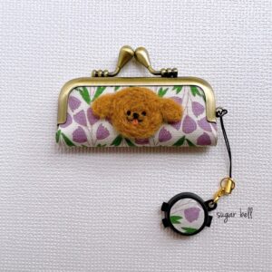 羊毛フェルトのトイプードルのがま口 印鑑ケース