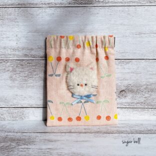 もこもこねこちゃんのバネ口ポーチ 【ぺたんこタイプ】