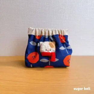 冬支度みけねこさんのバネ口ポーチ *マチ付き